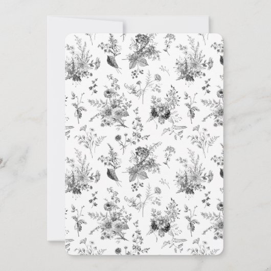 Black Toile De Jouy Franse Bloemen Verjaardagsfees Kaart (Achterkant)