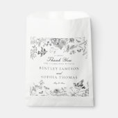 Black Toile De Jouy Vintage Floral Wedding Dessert Bedankzakje (Voorkant)