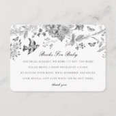Black Toile Flora Books for Baby Invitation Insert Informatiekaartje (Voorkant)