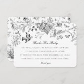 Black Toile Flora Books for Baby Invitation Insert Informatiekaartje (Voorkant / Achterkant)