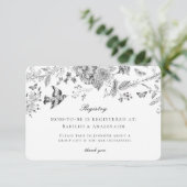 Black Toile Floral Baby Registry Card Insert Informatiekaartje (Staand voorkant)