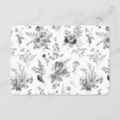 Black Toile Floral Baby Registry Card Insert Informatiekaartje (Achterkant)