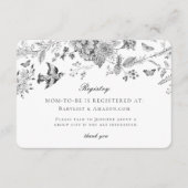 Black Toile Floral Baby Registry Card Insert Informatiekaartje (Voorkant)
