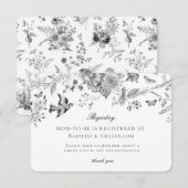 Black Toile Floral Baby Registry Card Insert Informatiekaartje (Voorkant / Achterkant)