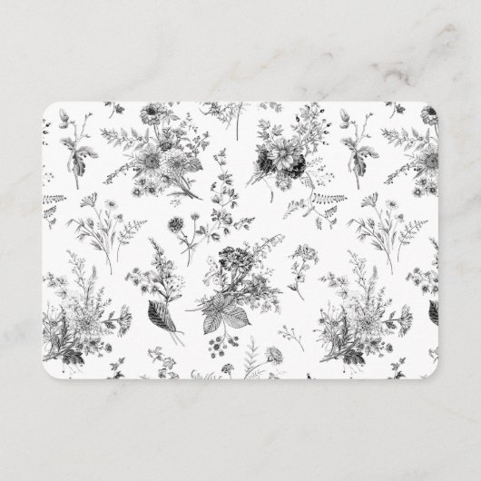 Black Toile Floral Share Recipe Invitation Insert Informatiekaartje (Achterkant)