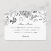 Black Toile Floral Share Recipe Invitation Insert Informatiekaartje (Voorkant)
