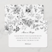Black Toile Floral Share Recipe Invitation Insert Informatiekaartje (Voorkant / Achterkant)