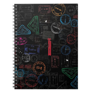 Black Tones die paspoortstempels afreizen. Notitieboek