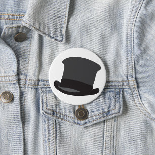 Black Top Hat Ronde Button 7,6 Cm