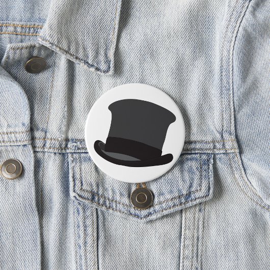 Black Top Hat Ronde Button 7,6 Cm