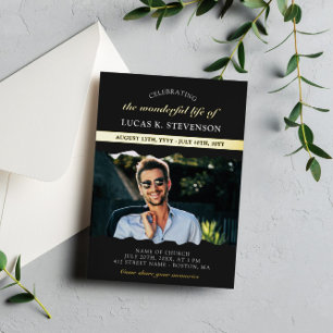 Black Torn Edges Photo Gold Foil Life Celebration Folie Uitnodiging