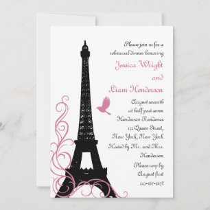 Black Tortelduifjes Rehearings Dinner Invitation Kaart