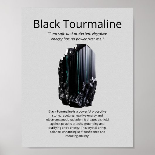 Black Tourmaline Crystal Betekenis Poster (Voorkant)