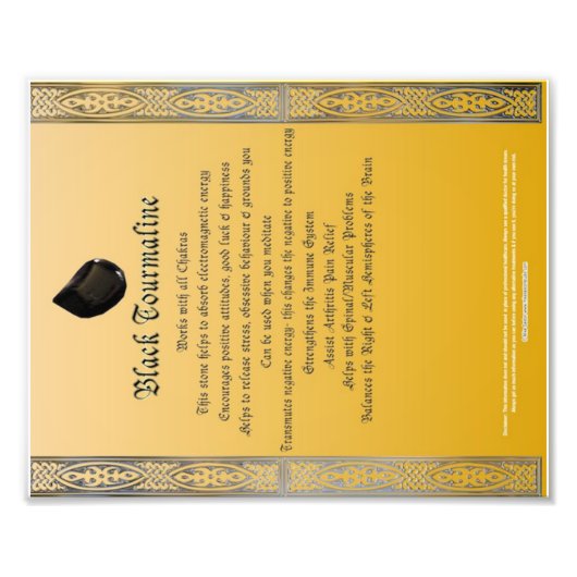 Black Tourmaline Properties Chart Foto Afdruk (Voorkant)