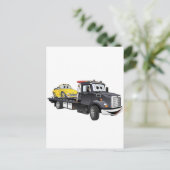 Black Tow Truck Flatbed Cartoon Briefkaart (Staand voorkant)