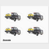 Black Tow Truck Flatbed Cartoon Ovale Sticker (Vel)