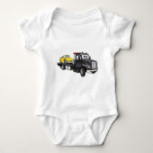 Black Tow Truck Flatbed Cartoon Romper (Voorkant)