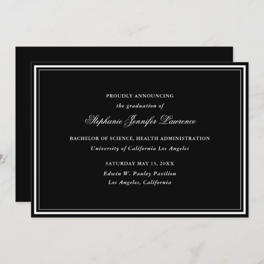 Black Traditional Afstuderen Aankondiging (Voorkant / Achterkant)
