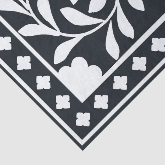 Black Traditional Bone Inlay Decoupage Paper Tissuepapier (Detail)