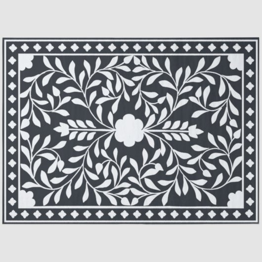 Black Traditional Bone Inlay Decoupage Paper Tissuepapier (Voorkant)