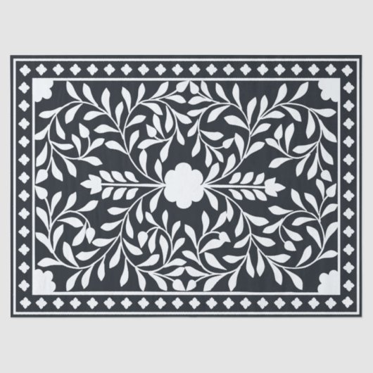 Black Traditional Bone Inlay Decoupage Paper Tissuepapier (Voorkant)