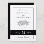 Black Traditional Wedding Invitation | Monogram Kaart (Voorkant / Achterkant)