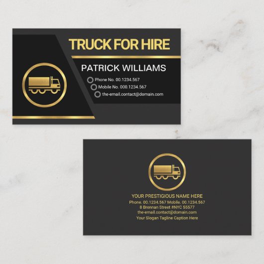 Black Trapezium blokkeert Gold Lines Transport Visitekaartje (Voorkant / Achterkant)