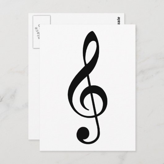Black Treble Clef Briefkaart (Voorkant / Achterkant)