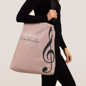 Black Treble Clef Music Dusty Roos Canvas tas (Dichtbij)