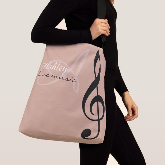Black Treble Clef Music Dusty Roos Canvas tas (Dichtbij)
