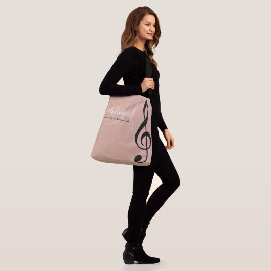 Black Treble Clef Music Dusty Roos Canvas tas (Op model)