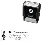 Black Treble Clef Music Note Zelfinktende Stempel (In situ)