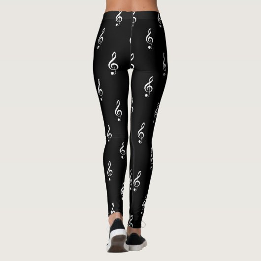 Black Treble Clef Musical-Leggings Leggings (Achterkant)