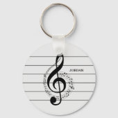 Black Treble Clef Sleutelhanger (Voorkant)