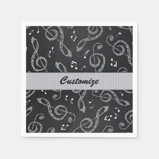 Black Treble Clefs Stylish Personalize Napkins Servet (Voorkant)