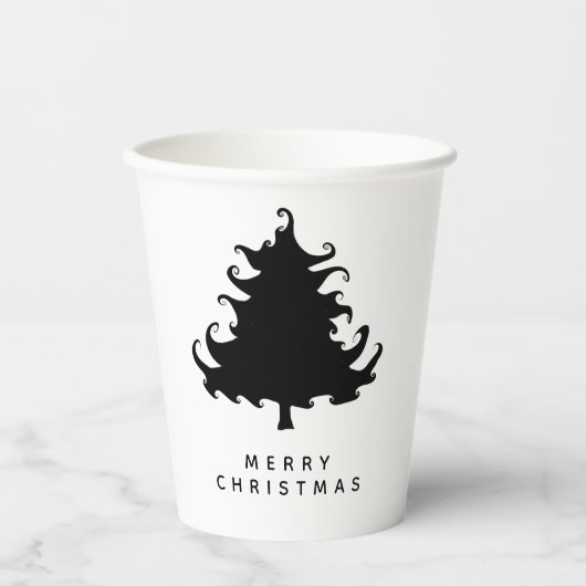 Black Tree Merry Christmas Papieren Bekers (Voorkant)