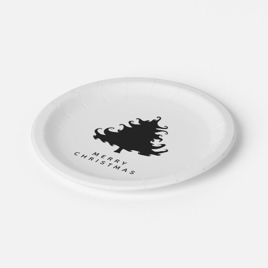 Black Tree Merry Christmas Papieren Bordje (Gekanteld)