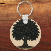 Black Tree Necklace – Minimal Nature Pendant Sleutelhanger (Voorkant)