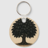 Black Tree Necklace – Minimal Nature Pendant Sleutelhanger (Achterkant)