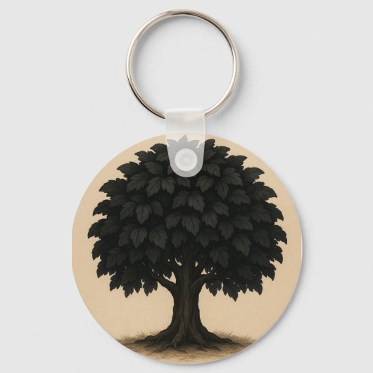 Black Tree Necklace – Minimal Nature Pendant Sleutelhanger (Achterkant)