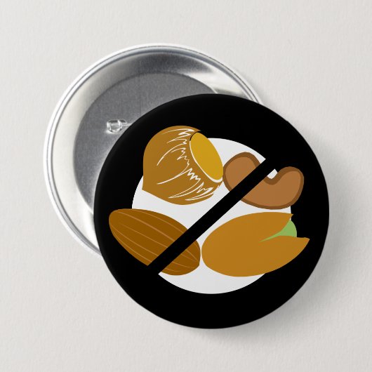 Black Tree Nut Free Nut Allergy Kinder Ronde Button 7,6 Cm (Voorkant /achterkant)