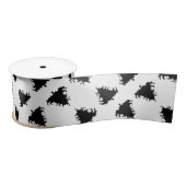 Black Tree Pattern Christmas Satijnen Lint (Spoel)