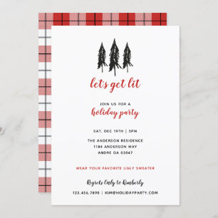 Black Tree Red Flannel Pset Pattern-feestdag Kaart