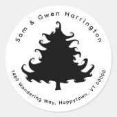 Black Tree Retour Adres Ronde Envelop Afdichtingen Sticker (Voorkant)