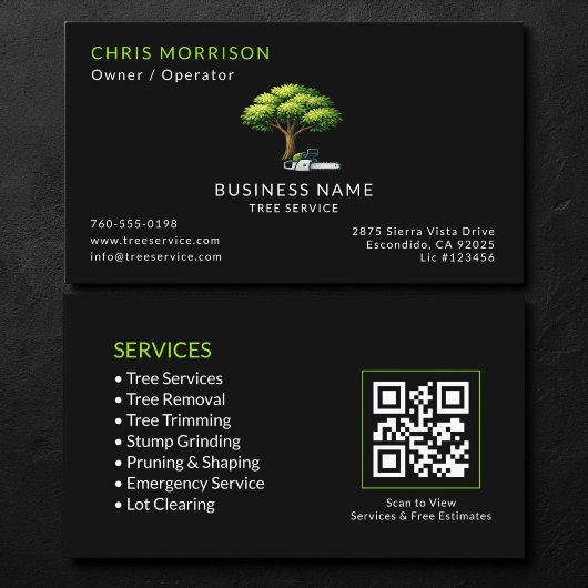 Black Tree Services QR-code Visitekaartje