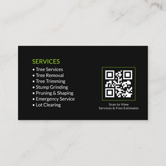 Black Tree Services QR-code Visitekaartje (Achterkant)