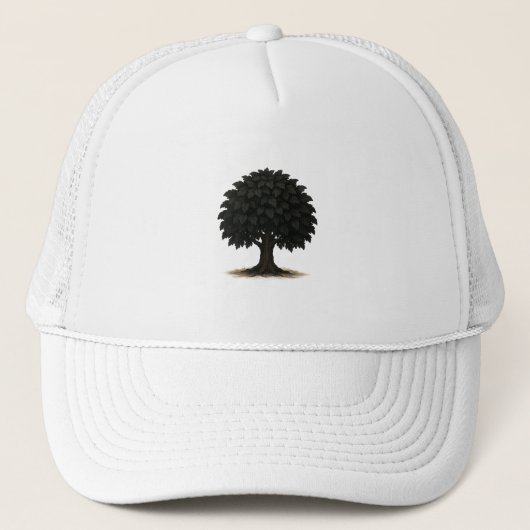 Black Tree Silhouette Cap – Minimal Nature Hat Trucker Pet (Voorkant)