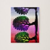 Black Tree Silhouetten met kleurrijke Sky Backdrop Legpuzzel (Verticaal)