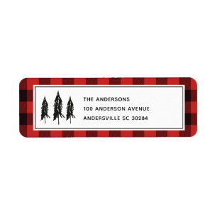 Black Trees Red Flannel kerstretour-adres Etiket