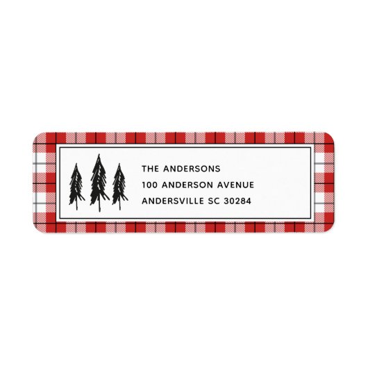 Black Trees Red Flannel kerstretour-adres Etiket (Voorkant)